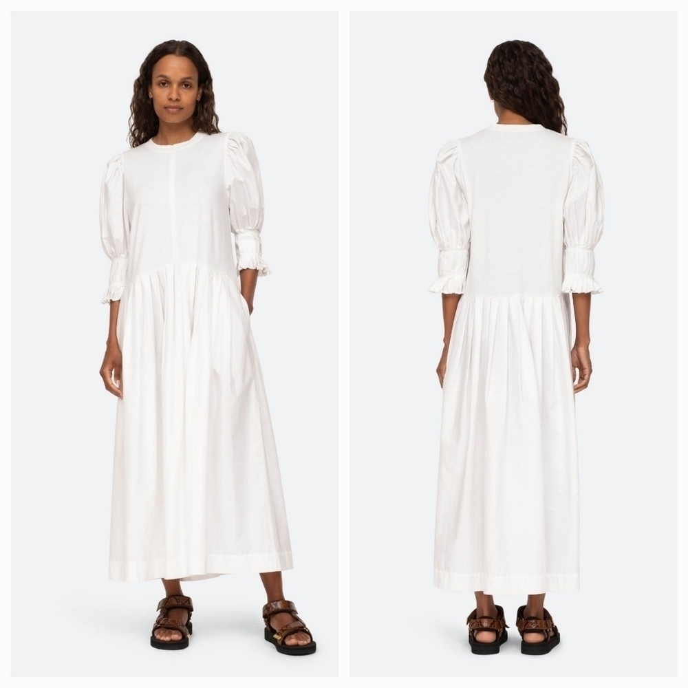 Sea New York Karla Pleat Dress in White size M NWT